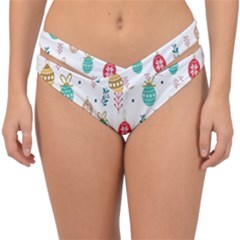 Seamless-pattern-cute-christmas-balls-shariki-igrushki-rozhd Double Strap Halter Bikini Bottom