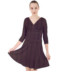 Wood Dark Brown Quarter Sleeve Front Wrap Dress by nate14shop