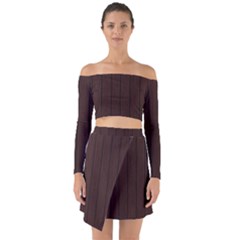 Wood Dark Brown Off Shoulder Top With Skirt Set by nate14shop