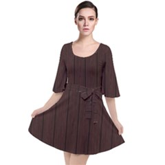 Wood Dark Brown Velour Kimono Dress