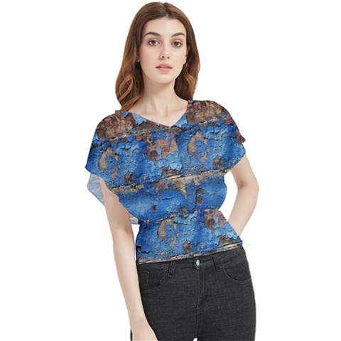 Background Wood Texture Butterfly Chiffon Blouse by nate14shop