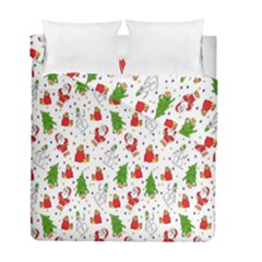 Hd-wallpaper-christmas-pattern-pattern-christmas-trees-santa-vector Duvet Cover Double Side (full/ Double Size) by nate14shop