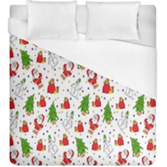 Hd-wallpaper-christmas-pattern-pattern-christmas-trees-santa-vector Duvet Cover (king Size) by nate14shop