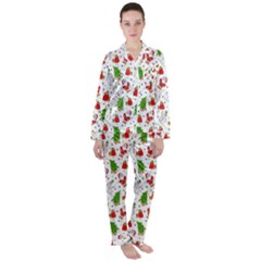 Hd-wallpaper-christmas-pattern-pattern-christmas-trees-santa-vector Satin Long Sleeve Pajamas Set by nate14shop
