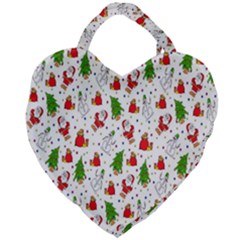 Hd-wallpaper-christmas-pattern-pattern-christmas-trees-santa-vector Giant Heart Shaped Tote by nate14shop