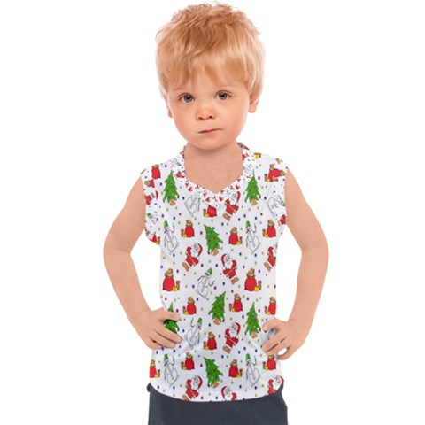 Hd-wallpaper-christmas-pattern-pattern-christmas-trees-santa-vector Kids  Sport Tank Top by nate14shop