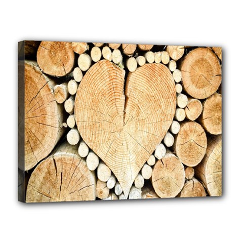 Wooden Heart Canvas 16  x 12  (Stretched)