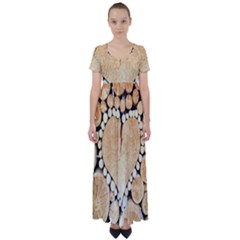 Wooden Heart High Waist Short Sleeve Maxi Dress by nate14shop