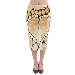 Wooden Heart Midi Pencil Skirt