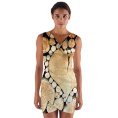 Wooden Heart Wrap Front Bodycon Dress by nate14shop