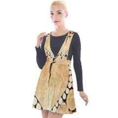 Wooden Heart Plunge Pinafore Velour Dress