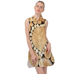 Wooden Heart Sleeveless Shirt Dress by nate14shop