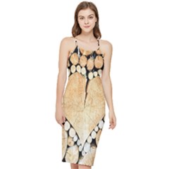 Wooden Heart Bodycon Cross Back Summer Dress