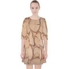 Wood-logs Quarter Sleeve Pocket Dress