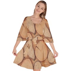 Wood-logs Velour Kimono Dress