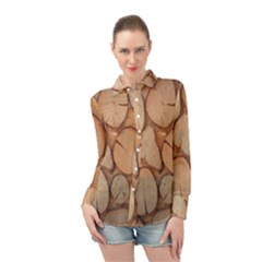 Wood-logs Long Sleeve Chiffon Shirt