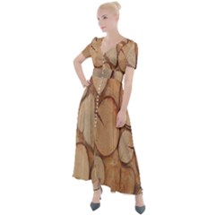 Wood-logs Button Up Short Sleeve Maxi Dress