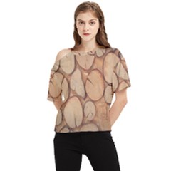 Wood-logs One Shoulder Cut Out Tee