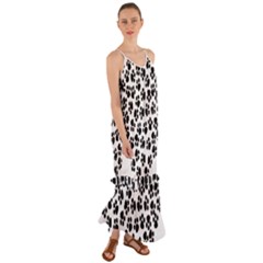 Abstract-black-white Cami Maxi Ruffle Chiffon Dress