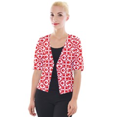 Background-heart Cropped Button Cardigan