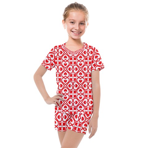Background-heart Kids  Mesh Tee And Shorts Set by nate14shop