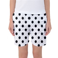 Black-and-white-polka-dot-pattern-background-free-vector Women s Basketball Shorts by nate14shop