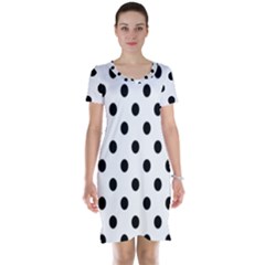 Black-and-white-polka-dot-pattern-background-free-vector Short Sleeve Nightdress by nate14shop