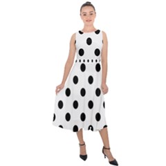 Black-and-white-polka-dot-pattern-background-free-vector Midi Tie-back Chiffon Dress