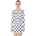 Black-and-white-polka-dot-pattern-background-free-vector V-neck Bodycon Long Sleeve Dress View1