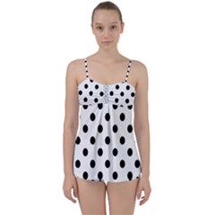 Black-and-white-polka-dot-pattern-background-free-vector Babydoll Tankini Set by nate14shop