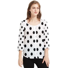 Black-and-white-polka-dot-pattern-background-free-vector Chiffon Quarter Sleeve Blouse by nate14shop