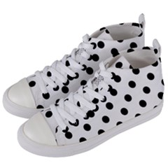 Black-and-white-polka-dot-pattern-background-free-vector Women s Mid-top Canvas Sneakers by nate14shop