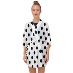 Black-and-white-polka-dot-pattern-background-free-vector Half Sleeve Chiffon Kimono by nate14shop