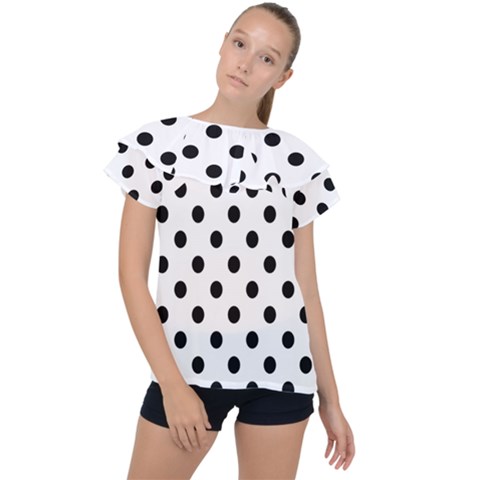 Black-and-white-polka-dot-pattern-background-free-vector Ruffle Collar Chiffon Blouse by nate14shop