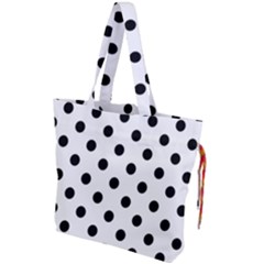 Black-and-white-polka-dot-pattern-background-free-vector Drawstring Tote Bag