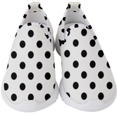 Black-and-white-polka-dot-pattern-background-free-vector Kids  Slip On Sneakers by nate14shop