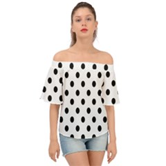 Black-and-white-polka-dot-pattern-background-free-vector Off Shoulder Short Sleeve Top by nate14shop