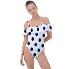 Black-and-white-polka-dot-pattern-background-free-vector Frill Detail One Piece Swimsuit by nate14shop