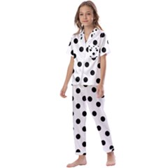 Black-and-white-polka-dot-pattern-background-free-vector Kids  Satin Short Sleeve Pajamas Set by nate14shop