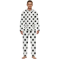 Black-and-white-polka-dot-pattern-background-free-vector Men s Long Sleeve Velvet Pocket Pajamas Set by nate14shop
