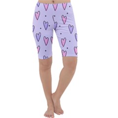 Heart-purple-pink-love Cropped Leggings  by nate14shop