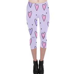 Heart-purple-pink-love Capri Leggings  by nate14shop