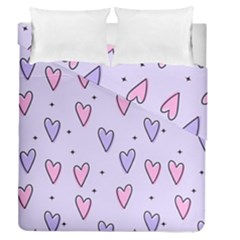 Heart-purple-pink-love Duvet Cover Double Side (queen Size) by nate14shop