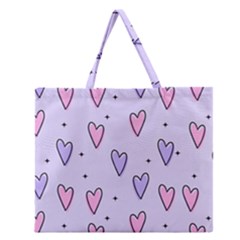 Heart-purple-pink-love Zipper Large Tote Bag by nate14shop