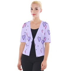 Heart-purple-pink-love Cropped Button Cardigan