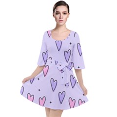 Heart-purple-pink-love Velour Kimono Dress