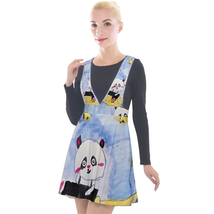 Panda Plunge Pinafore Velour Dress