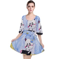Panda Velour Kimono Dress