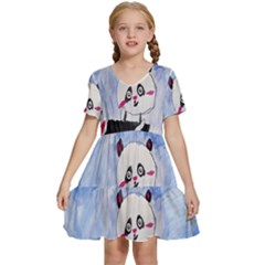 Panda Kids  Short Sleeve Tiered Mini Dress by nate14shop