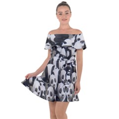 Panda-bear Off Shoulder Velour Dress by nate14shop